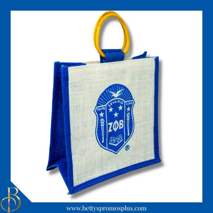 Zeta Phi Beta ΖΦΒ Shield Sorority Mini Jute Bag-Blue-Zeta Phi Beta Paraphernalia-Zeta Phi Beta Purses-Betty's Promos Plus