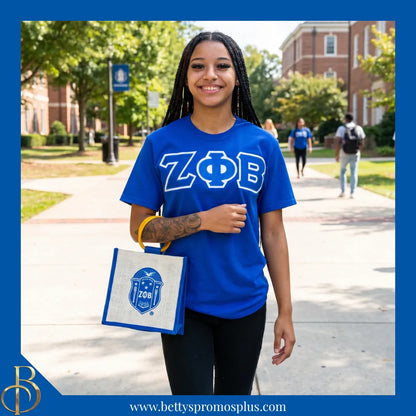 Zeta Phi Beta ΖΦΒ Shield Sorority Mini Jute Bag-Zeta Phi Beta Paraphernalia-Zeta Phi Beta Purses-Betty's Promos Plus