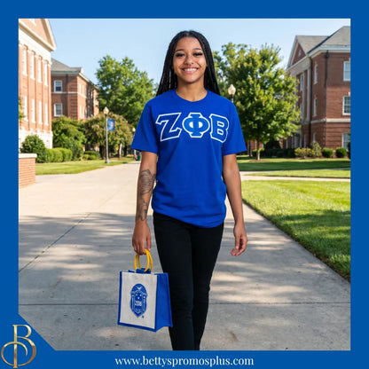 Zeta Phi Beta ΖΦΒ Shield Sorority Mini Jute Bag-Zeta Phi Beta Paraphernalia-Zeta Phi Beta Purses-Betty's Promos Plus