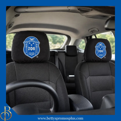Zeta Phi Beta ΖΦΒ Shield with Greek Letters Car Seat Headrest Cover-Zeta Phi Beta Paraphernalia-Zeta Phi Beta Headrest Cover-Betty's Promos Plus