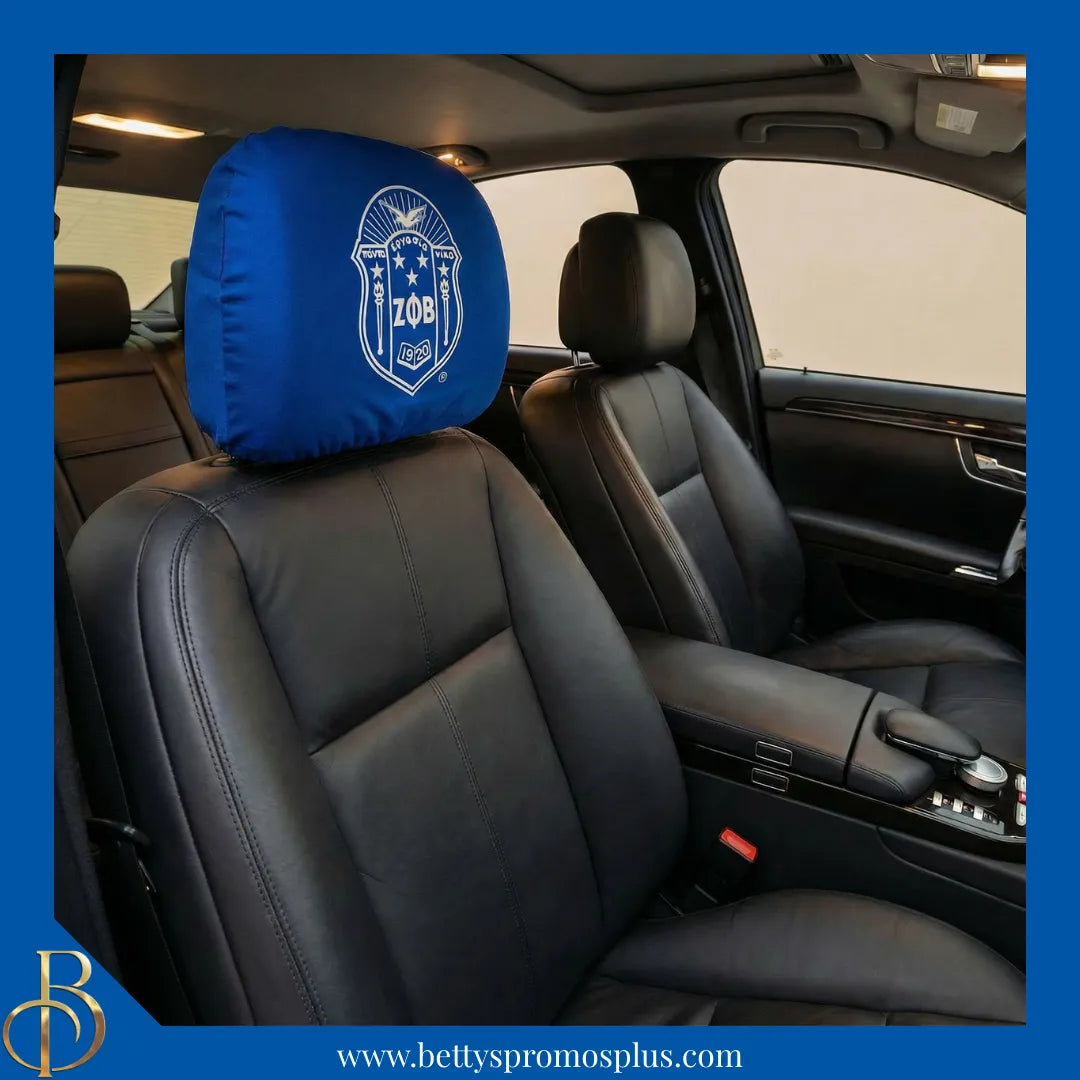 Zeta Phi Beta ΖΦΒ Shield with Greek Letters Car Seat Headrest Cover-Zeta Phi Beta Paraphernalia-Zeta Phi Beta Headrest Cover-Betty's Promos Plus