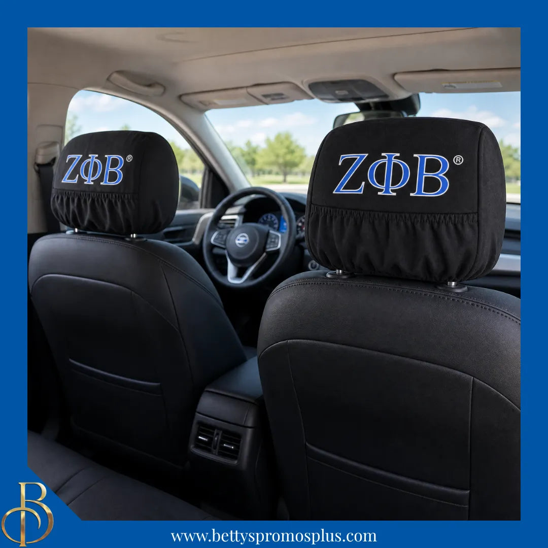 Zeta Phi Beta ΖΦΒ Shield with Greek Letters Car Seat Headrest Cover-Zeta Phi Beta Paraphernalia-Zeta Phi Beta Headrest Cover-Betty's Promos Plus