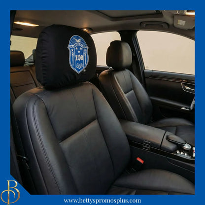 Zeta Phi Beta ΖΦΒ Shield with Greek Letters Car Seat Headrest Cover-Zeta Phi Beta Paraphernalia-Zeta Phi Beta Headrest Cover-Betty's Promos Plus