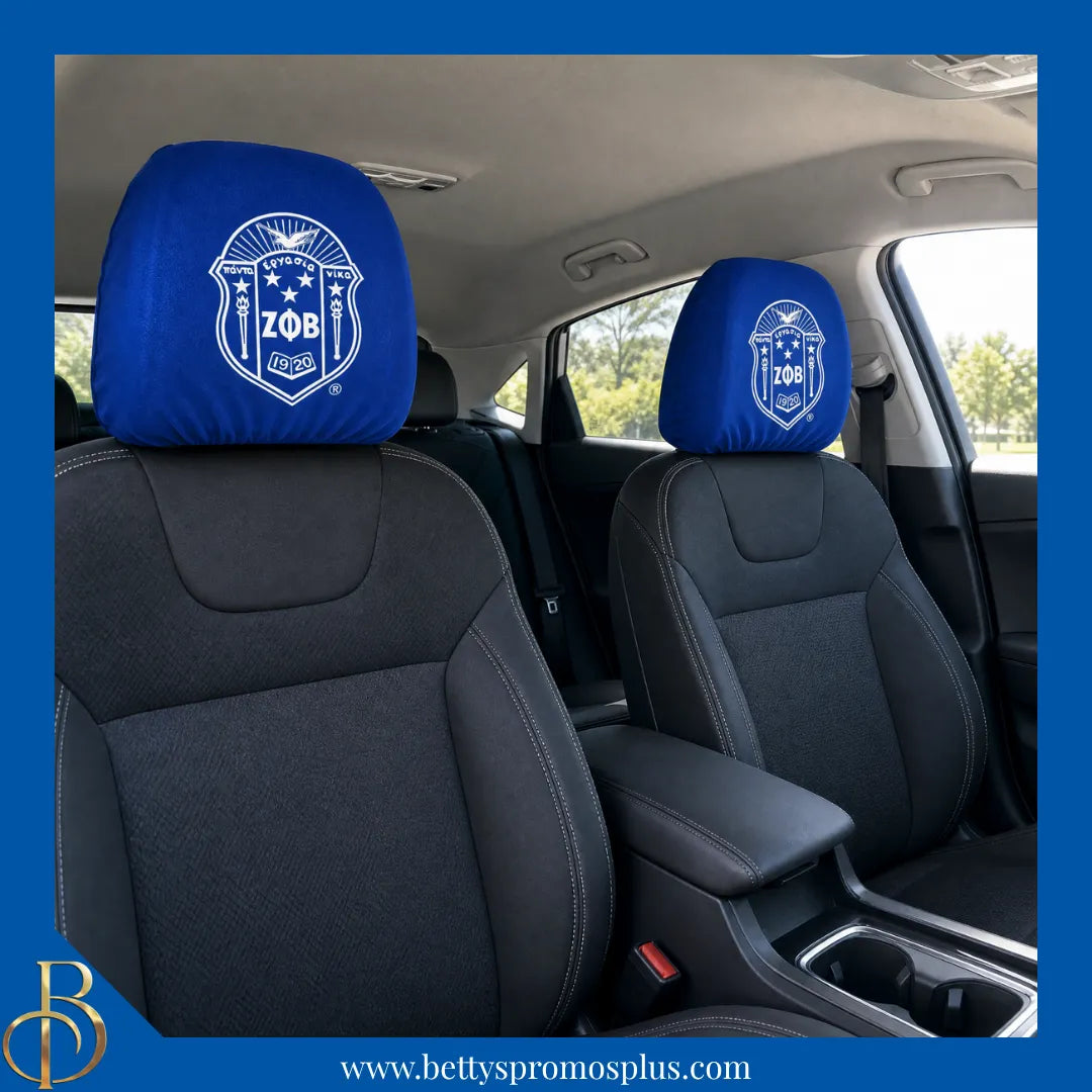 Zeta Phi Beta ΖΦΒ Shield with Greek Letters Car Seat Headrest Cover-Zeta Phi Beta Paraphernalia-Zeta Phi Beta Headrest Cover-Betty's Promos Plus