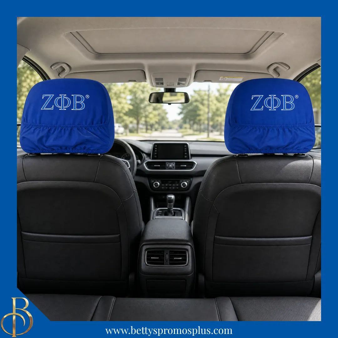 Zeta Phi Beta ΖΦΒ Shield with Greek Letters Car Seat Headrest Cover-Zeta Phi Beta Paraphernalia-Zeta Phi Beta Headrest Cover-Betty's Promos Plus