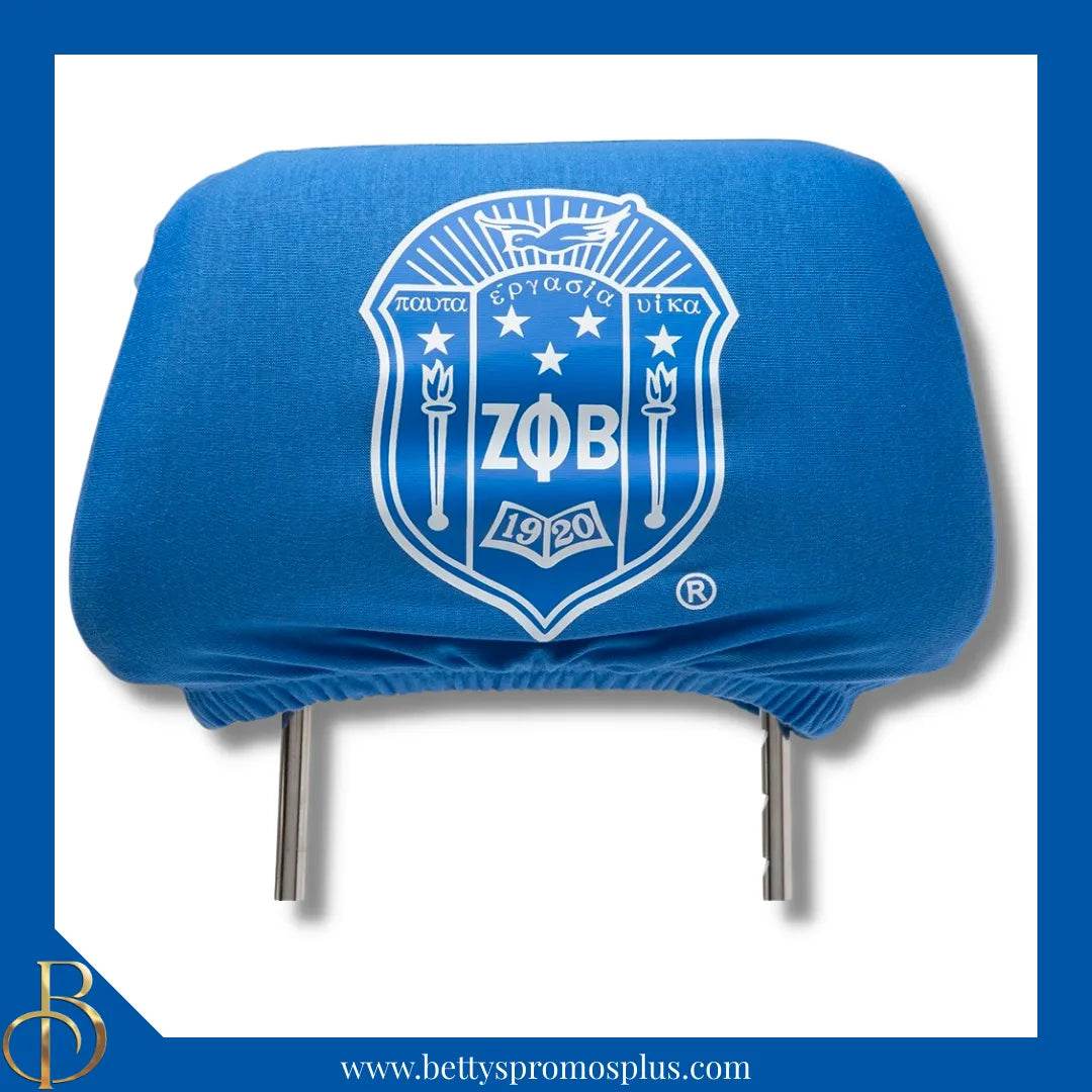 Zeta Phi Beta ΖΦΒ Shield with Greek Letters Car Seat Headrest Cover-Zeta Phi Beta Paraphernalia-Zeta Phi Beta Headrest Cover-Betty's Promos Plus
