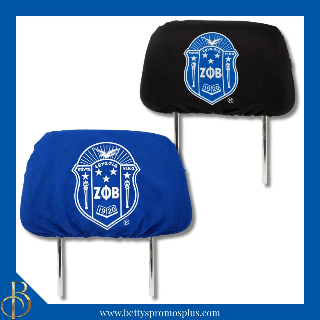 Zeta Phi Beta ΖΦΒ Shield with Greek Letters Car Seat Headrest Cover-Zeta Phi Beta Paraphernalia-Zeta Phi Beta Headrest Cover-Betty's Promos Plus