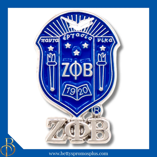 Zeta Phi Beta ΖΦΒ Shield With Greek Letters Lapel Pin-Silver-Zeta Phi Beta Paraphernalia-Zeta Phi Beta Lapel Pin-Betty's Promos Plus