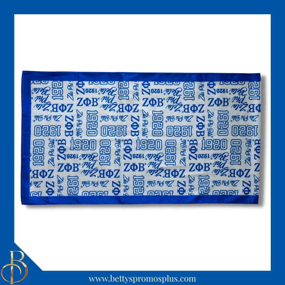 Zeta Phi Beta ΖΦΒ Signature Scarf-White-Zeta Phi Beta Paraphernalia-Zeta Phi Beta Scarf-Betty's Promos Plus
