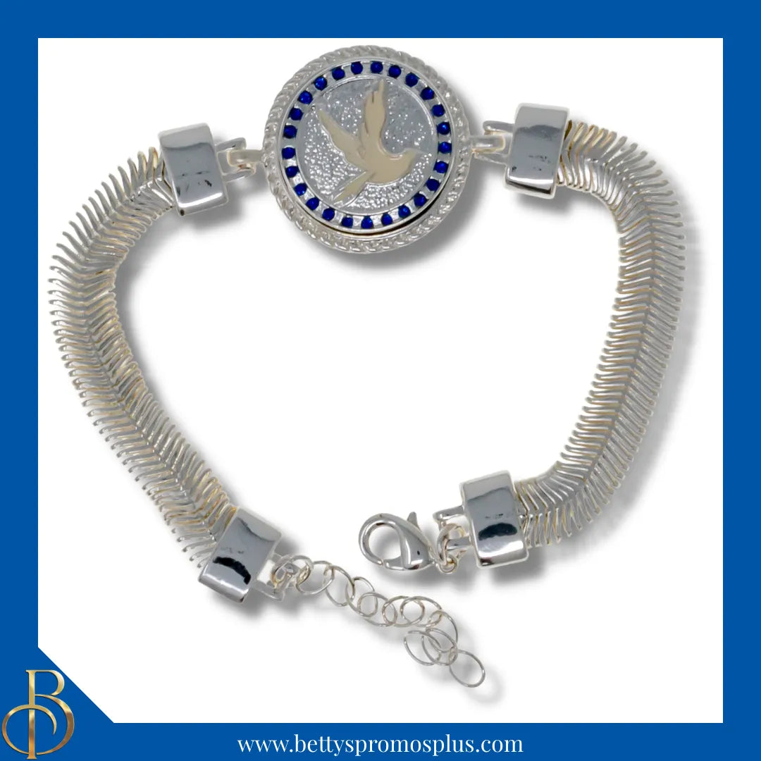 Zeta Phi Beta ΖΦΒ Snap Button Bracelet Jewelry with Interchangeable Snaps-Silver-Single Bracelet-ΖΦΒ Dove-Zeta Phi Beta Paraphernalia-Zeta Phi Beta Bracelet-Betty's Promos Plus