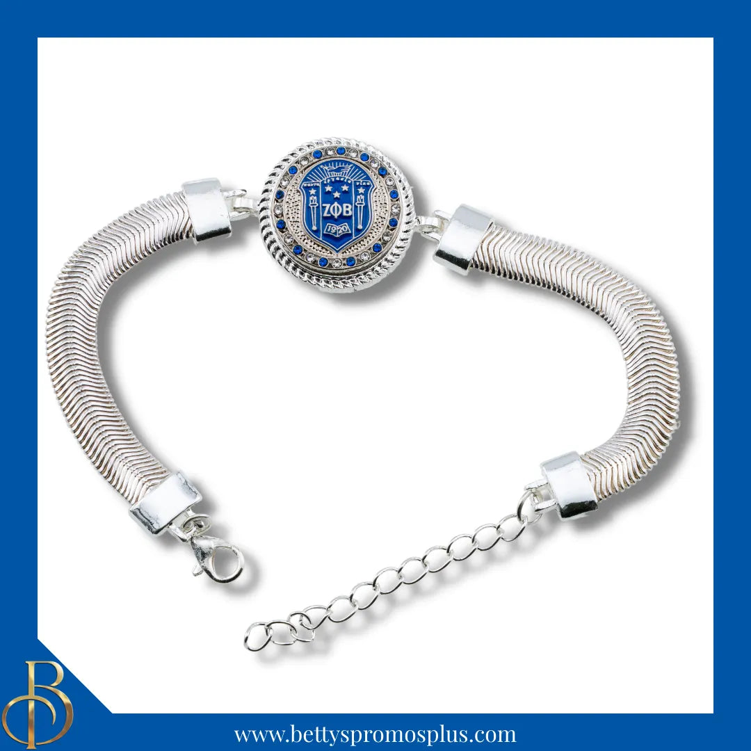 Zeta Phi Beta ΖΦΒ Snap Button Bracelet Jewelry with Interchangeable Snaps-Silver-Single Bracelet-ΖΦΒ Shield-Zeta Phi Beta Paraphernalia-Zeta Phi Beta Bracelet-Betty's Promos Plus
