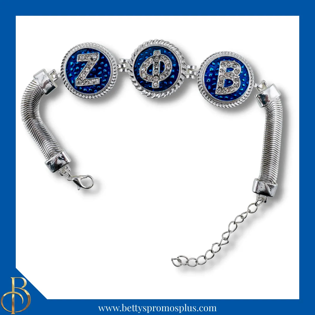 Zeta Phi Beta ΖΦΒ Snap Button Bracelet Jewelry with Interchangeable Snaps-Silver-Triple Bracelet-Triple ΖΦΒ Letters-Zeta Phi Beta Paraphernalia-Zeta Phi Beta Bracelet-Betty's Promos Plus