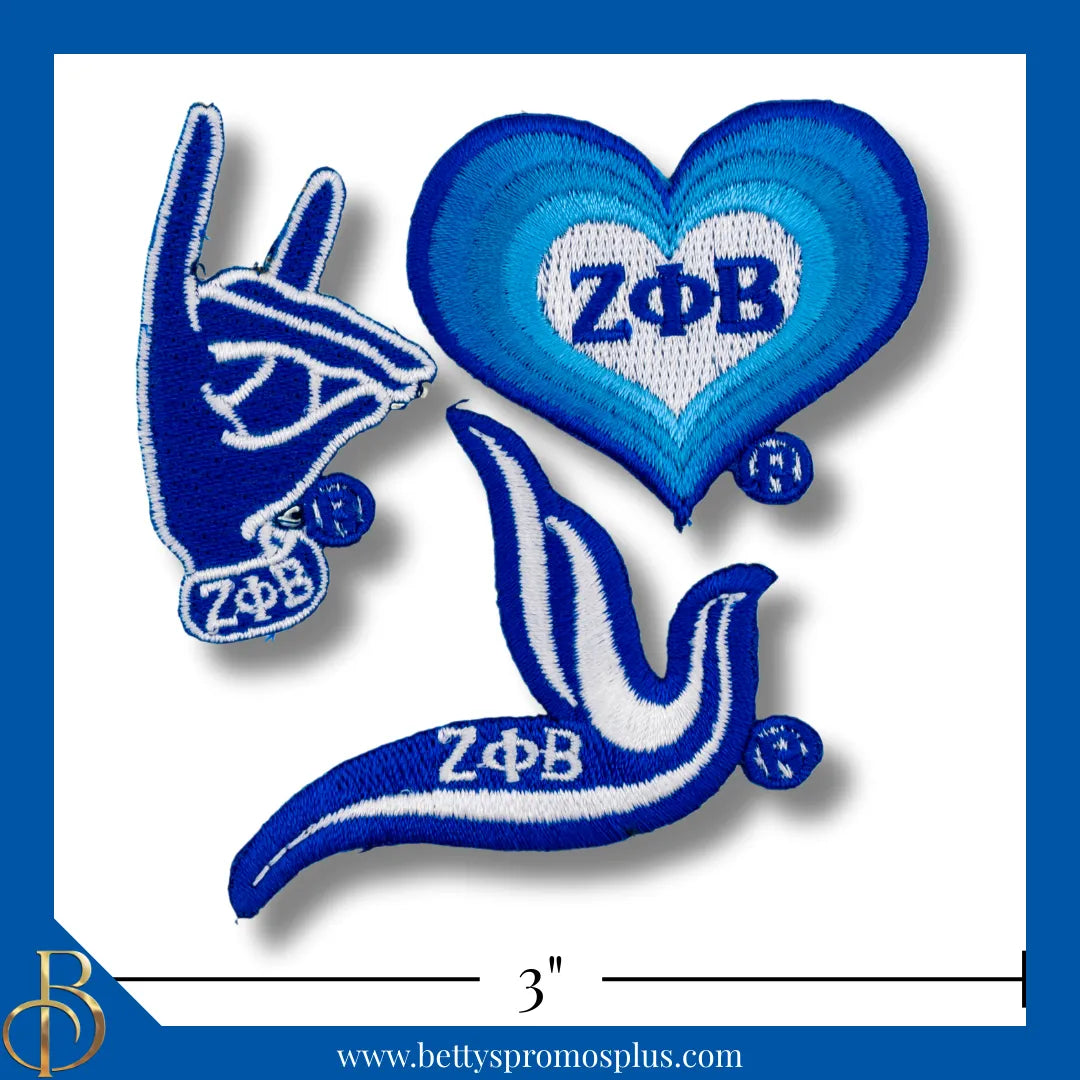 Zeta Phi Beta ΖΦΒ Stick-On Embroidered Patch Set of 3 Patches-Pack #2-Zeta Phi Beta Paraphernalia-Zeta Phi Beta Patch-Betty's Promos Plus