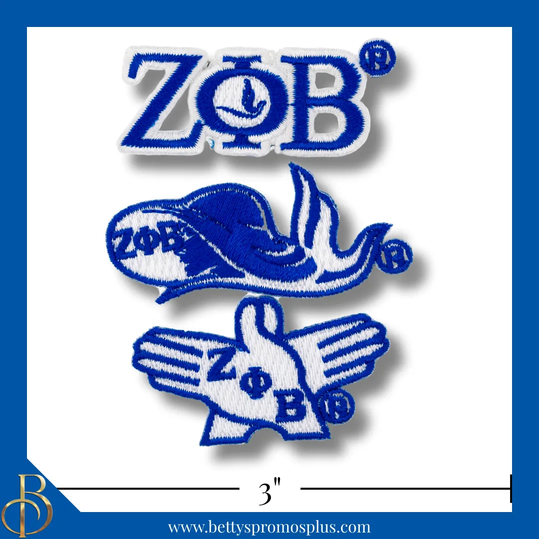 Zeta Phi Beta ΖΦΒ Stick-On Embroidered Patch Set of 3 Patches-Zeta Phi Beta Paraphernalia-Zeta Phi Beta Patch-Betty's Promos Plus