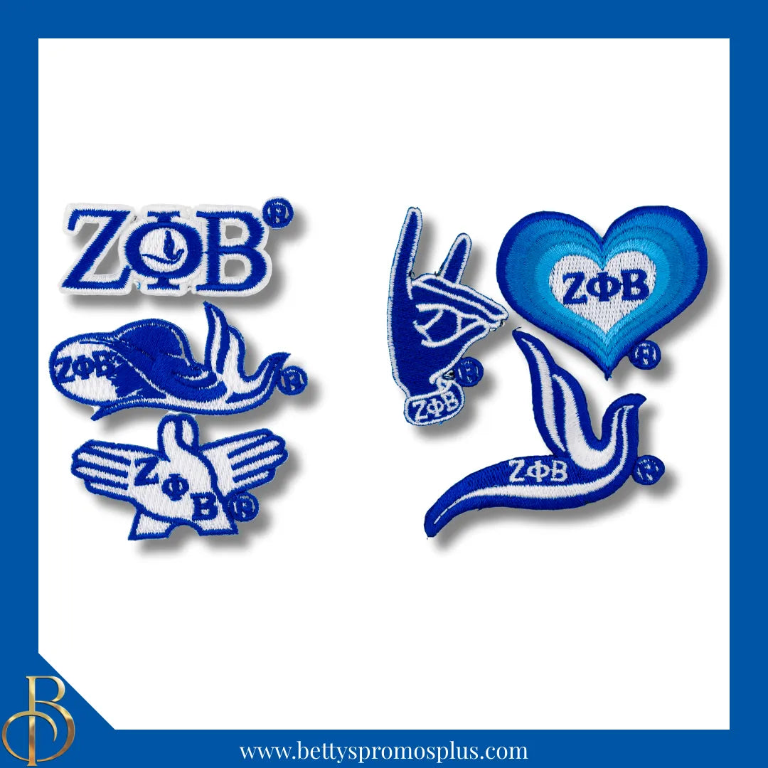 Zeta Phi Beta ΖΦΒ Stick-On Embroidered Patch Set of 3 Patches-Zeta Phi Beta Paraphernalia-Zeta Phi Beta Patch-Betty's Promos Plus