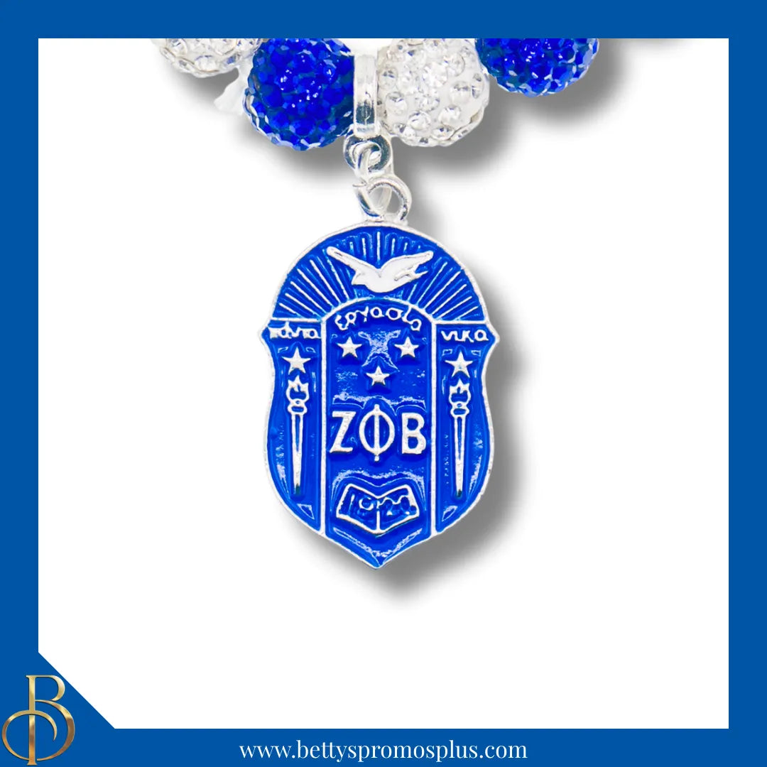 Zeta Phi Beta ΖΦΒ Stone Bead Bracelet with Shield-Zeta Phi Beta Paraphernalia-Zeta Phi Beta Bracelet-Betty's Promos Plus