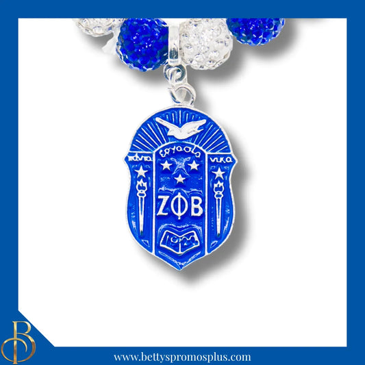Zeta Phi Beta ΖΦΒ Stone Bead Bracelet with Shield-Zeta Phi Beta Paraphernalia-Zeta Phi Beta Bracelet-Betty's Promos Plus