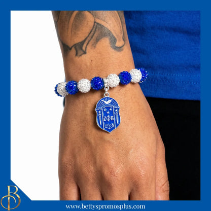 Zeta Phi Beta ΖΦΒ Stone Bead Bracelet with Shield-Zeta Phi Beta Paraphernalia-Zeta Phi Beta Bracelet-Betty's Promos Plus