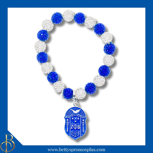 Zeta Phi Beta ΖΦΒ Stone Bead Bracelet with Shield-Zeta Phi Beta Paraphernalia-Zeta Phi Beta Bracelet-Betty's Promos Plus