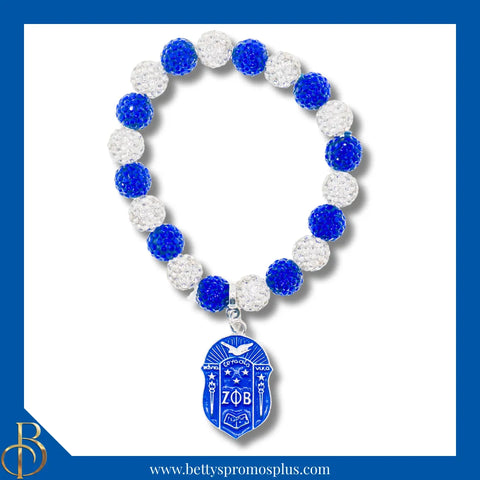 Zeta Phi Beta ΖΦΒ Stone Bead Bracelet with Shield-Zeta Phi Beta Paraphernalia-Zeta Phi Beta Bracelet-Betty's Promos Plus