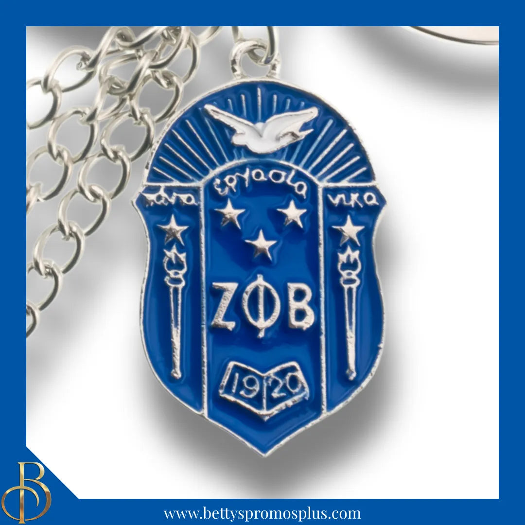 Zeta Phi Beta ΖΦΒ Tassel Keychain with ΖΦΒ Crest Charm-Zeta Phi Beta Paraphernalia-Zeta Phi Beta Keychain-Betty's Promos Plus