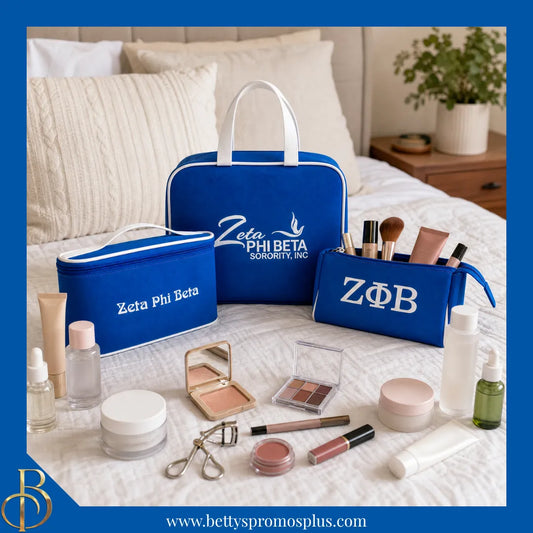 Zeta Phi Beta ΖΦΒ Toiletry Bag Set of 3 Makeup Travel Kit Bathroom and Luggage Organizer-Zeta Phi Beta Paraphernalia-Zeta Phi Beta Cosmetic Case-Betty's Promos Plus