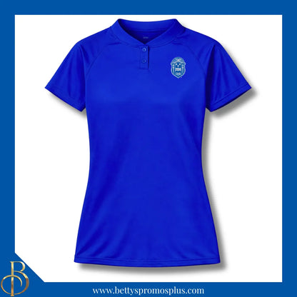 Zeta Phi Beta ΖΦΒ Two-Button Baseball Henley Shirt with Embroidered Shield-Zeta Phi Beta Paraphernalia-Zeta Phi Beta Button-Up Shirts-Betty's Promos Plus
