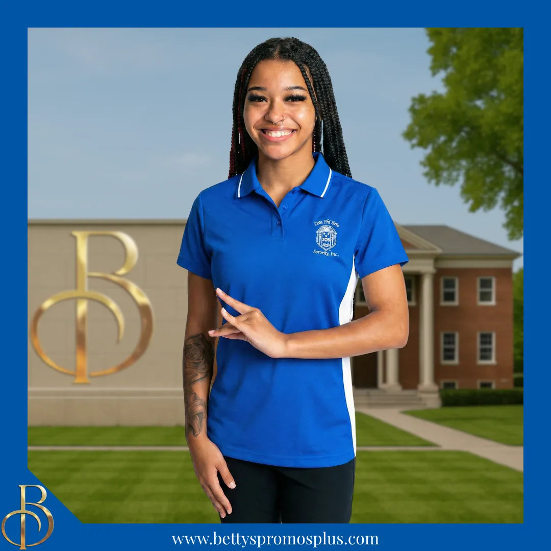 Zeta Phi Beta ΖΦΒ Two-Tone Sport Polo-Zeta Phi Beta Paraphernalia-Zeta Phi Beta T-Shirts-Betty's Promos Plus