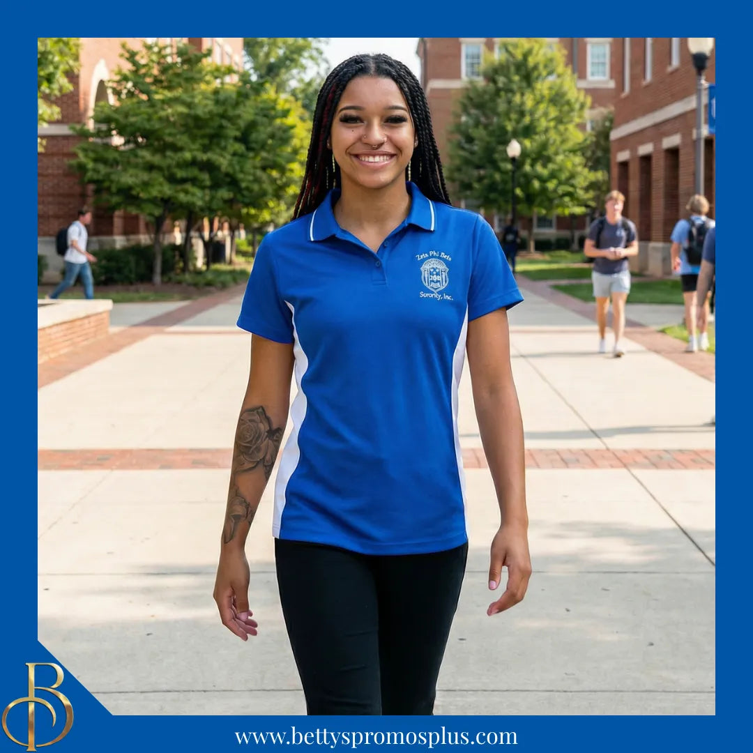 Zeta Phi Beta ΖΦΒ Two-Tone Sport Polo-Zeta Phi Beta Paraphernalia-Zeta Phi Beta T-Shirts-Betty's Promos Plus