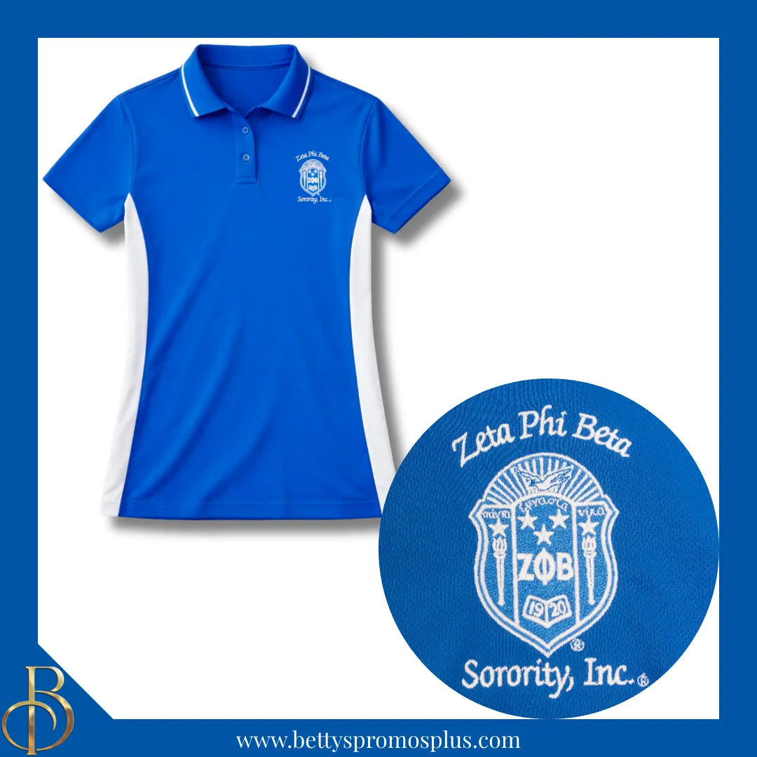 Zeta Phi Beta ΖΦΒ Two-Tone Sport Polo-Zeta Phi Beta Paraphernalia-Zeta Phi Beta T-Shirts-Betty's Promos Plus