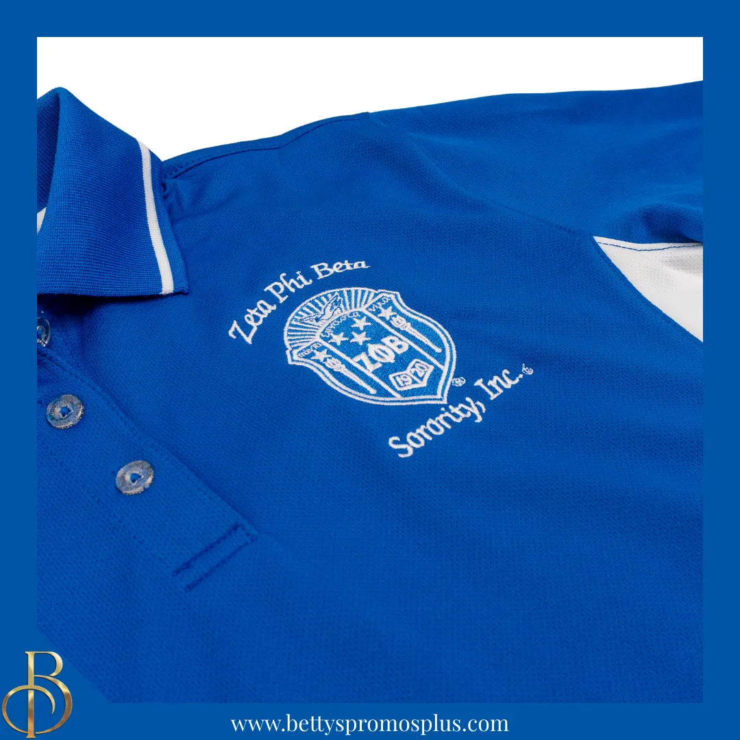 Zeta Phi Beta ΖΦΒ Two-Tone Sport Polo-Zeta Phi Beta Paraphernalia-Zeta Phi Beta T-Shirts-Betty's Promos Plus