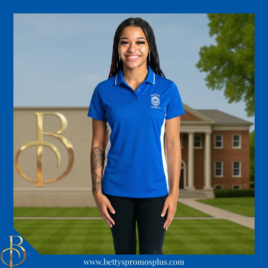 Zeta Phi Beta ΖΦΒ Two-Tone Sport Polo-Zeta Phi Beta Paraphernalia-Zeta Phi Beta T-Shirts-Betty's Promos Plus