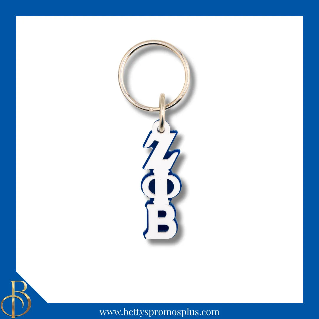 Zeta Phi Beta ΖΦΒ Vertical Greek Letters Acrylic Keychain-Zeta Phi Beta Paraphernalia-Zeta Phi Beta Keychain-Betty's Promos Plus