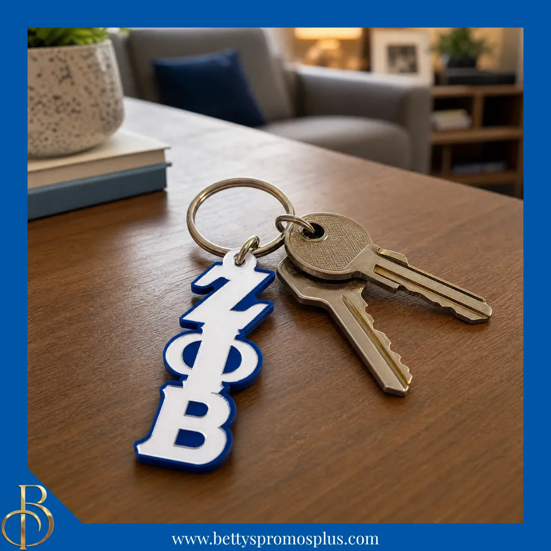 Zeta Phi Beta ΖΦΒ Vertical Greek Letters Acrylic Keychain-Zeta Phi Beta Paraphernalia-Zeta Phi Beta Keychain-Betty's Promos Plus
