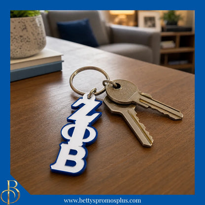 Zeta Phi Beta ΖΦΒ Vertical Greek Letters Acrylic Keychain-Zeta Phi Beta Paraphernalia-Zeta Phi Beta Keychain-Betty's Promos Plus