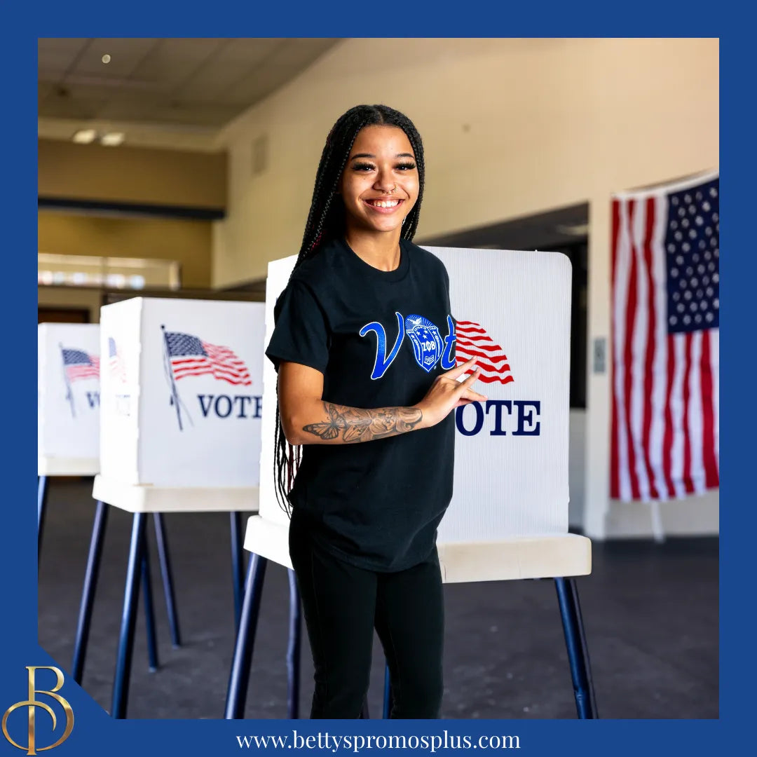 Zeta Phi Beta ΖΦΒ VOTE Screen Printed T-Shirt-Zeta Phi Beta Paraphernalia-Zeta Phi Beta T-Shirts-Betty's Promos Plus
