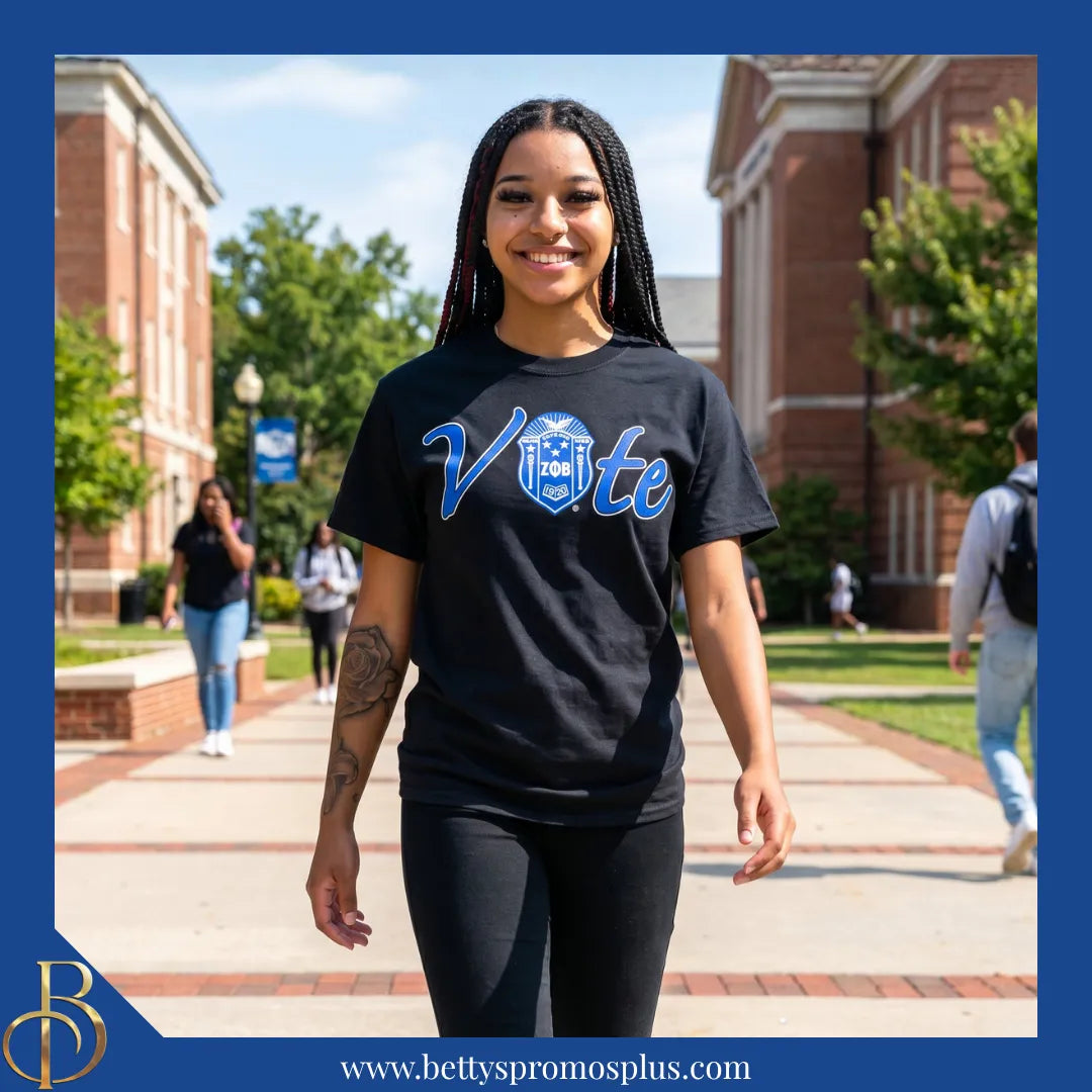 Zeta Phi Beta ΖΦΒ VOTE Screen Printed T-Shirt-Zeta Phi Beta Paraphernalia-Zeta Phi Beta T-Shirts-Betty's Promos Plus