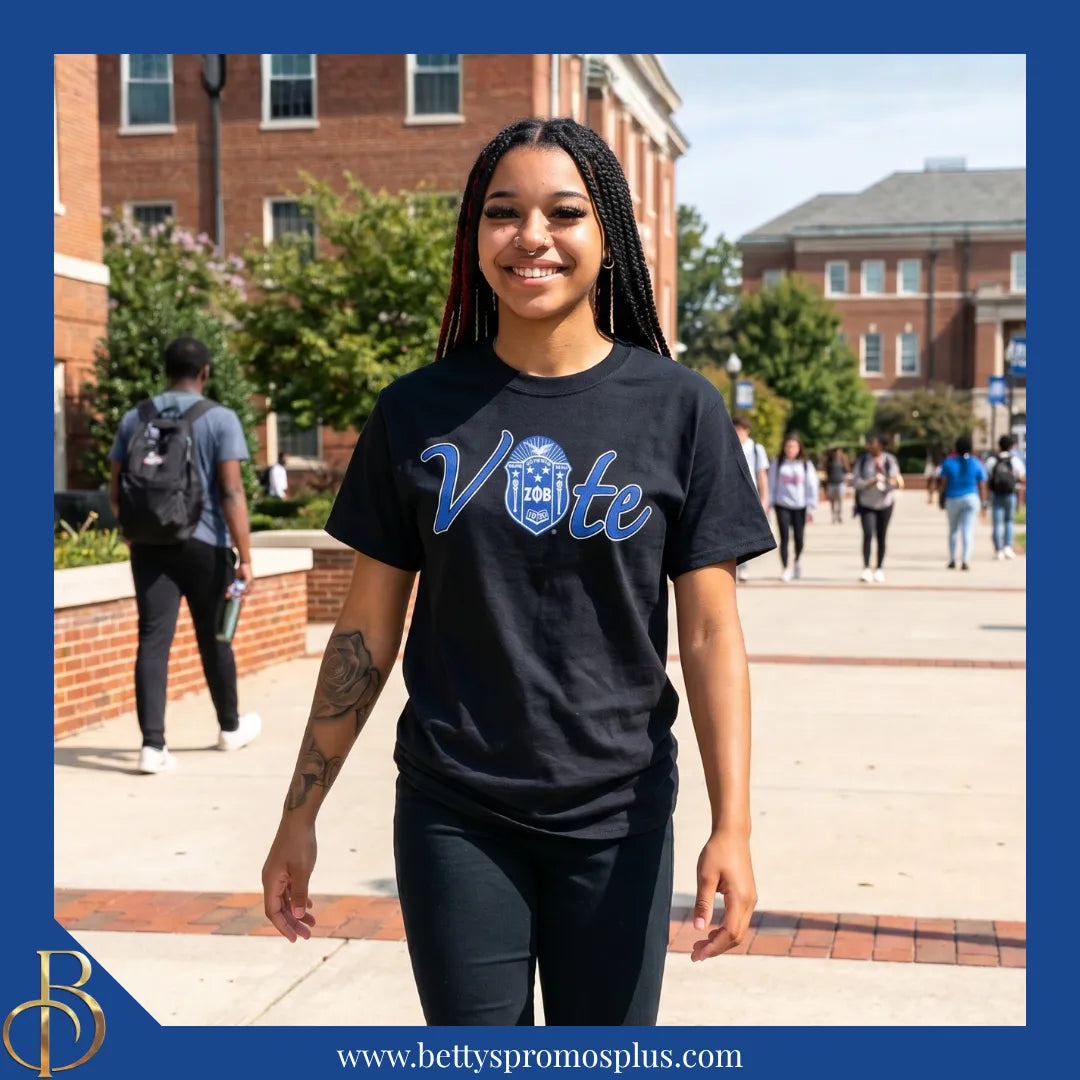 Zeta Phi Beta ΖΦΒ VOTE Screen Printed T-Shirt-Zeta Phi Beta Paraphernalia-Zeta Phi Beta T-Shirts-Betty's Promos Plus