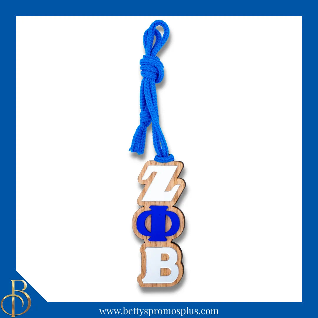 Zeta Phi Beta ΖΦΒ Wood Tiki Necklace with Acrylic Greek Letters-Blue-Zeta Phi Beta Paraphernalia-Zeta Phi Beta Tiki Necklace-Betty's Promos Plus