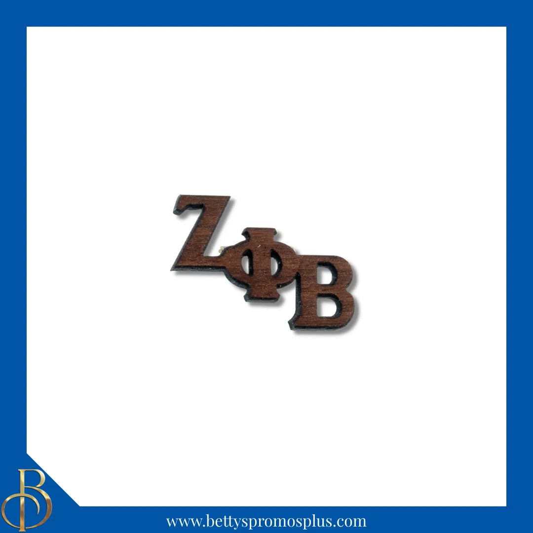 Zeta Phi Beta ΖΦΒ Wooden Greek Letters Lapel Pin-Brown-Small-Zeta Phi Beta Paraphernalia-Zeta Phi Beta Lapel Pin-Betty's Promos Plus