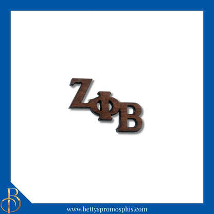 Zeta Phi Beta ΖΦΒ Wooden Greek Letters Lapel Pin-Brown-Small-Zeta Phi Beta Paraphernalia-Zeta Phi Beta Lapel Pin-Betty's Promos Plus
