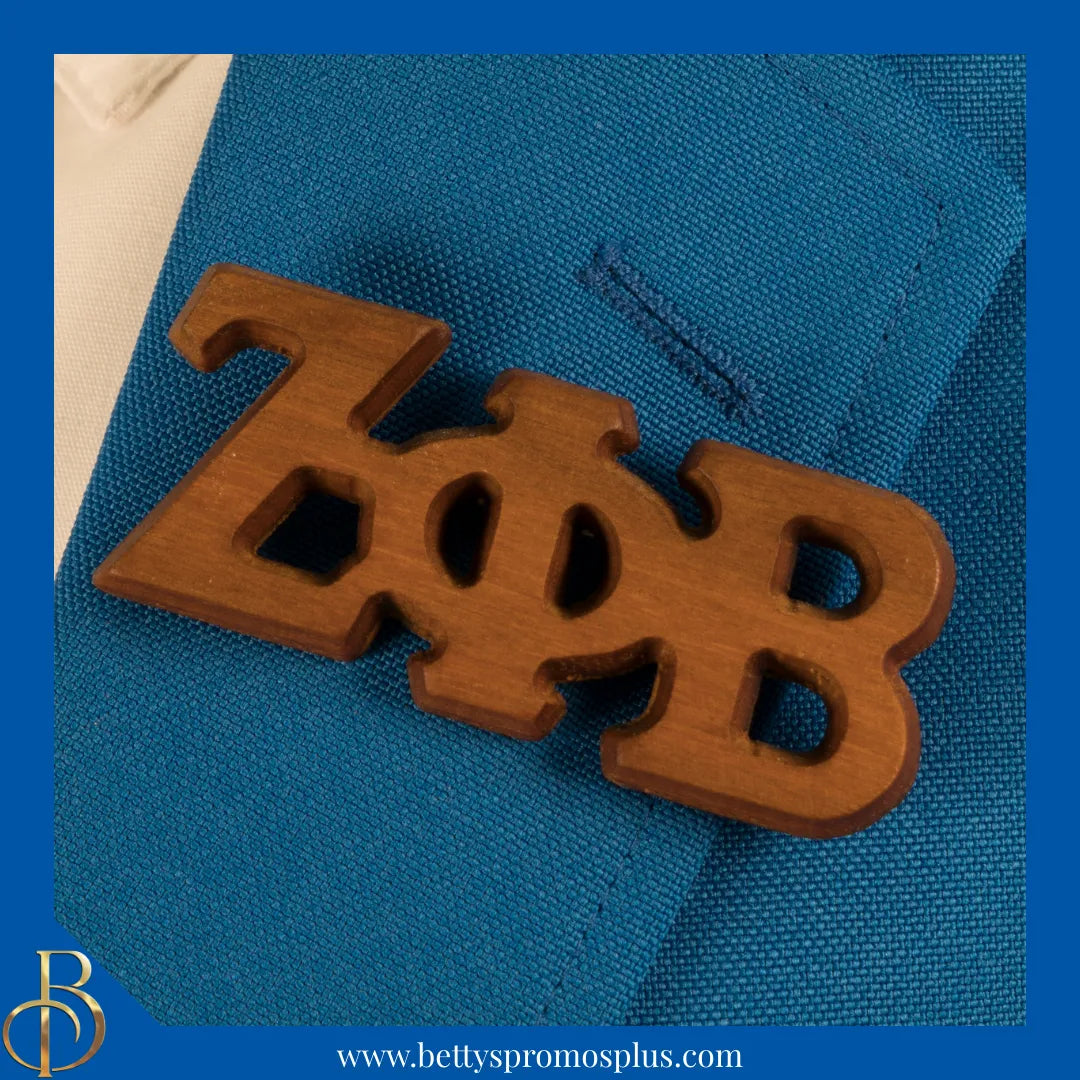 Zeta Phi Beta ΖΦΒ Wooden Greek Letters Lapel Pin-Zeta Phi Beta Paraphernalia-Zeta Phi Beta Lapel Pin-Betty's Promos Plus