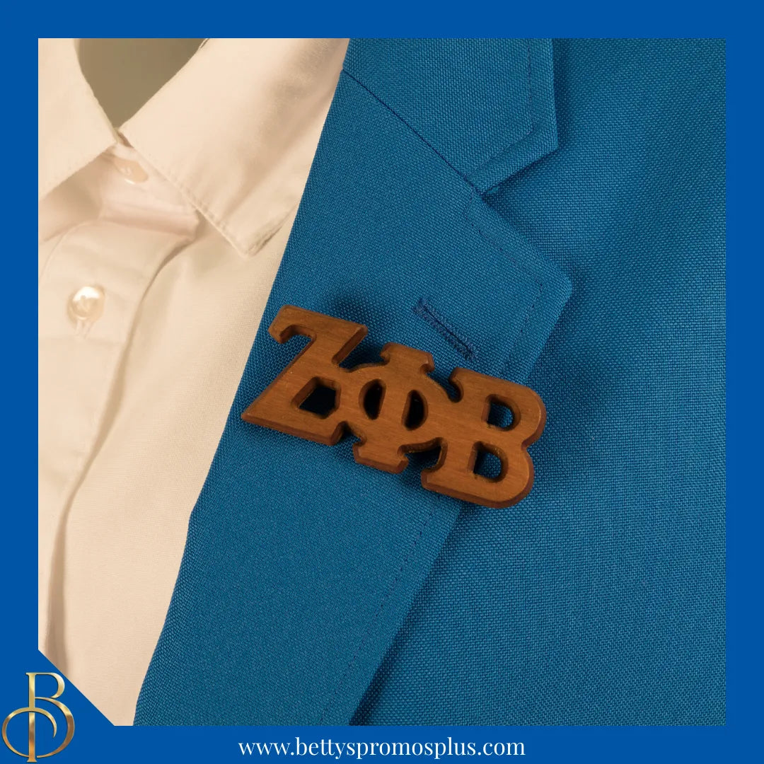Zeta Phi Beta ΖΦΒ Wooden Greek Letters Lapel Pin-Zeta Phi Beta Paraphernalia-Zeta Phi Beta Lapel Pin-Betty's Promos Plus