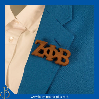 Zeta Phi Beta ΖΦΒ Wooden Greek Letters Lapel Pin-Zeta Phi Beta Paraphernalia-Zeta Phi Beta Lapel Pin-Betty's Promos Plus