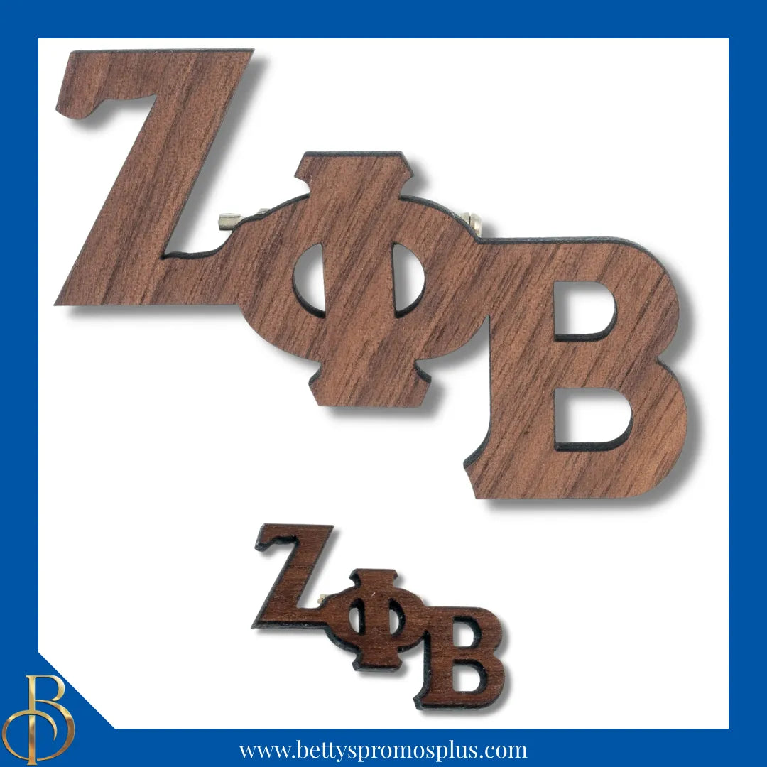Zeta Phi Beta ΖΦΒ Wooden Greek Letters Lapel Pin-Zeta Phi Beta Paraphernalia-Zeta Phi Beta Lapel Pin-Betty's Promos Plus