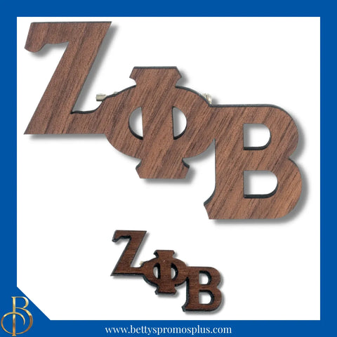 Zeta Phi Beta ΖΦΒ Wooden Greek Letters Lapel Pin-Zeta Phi Beta Paraphernalia-Zeta Phi Beta Lapel Pin-Betty's Promos Plus
