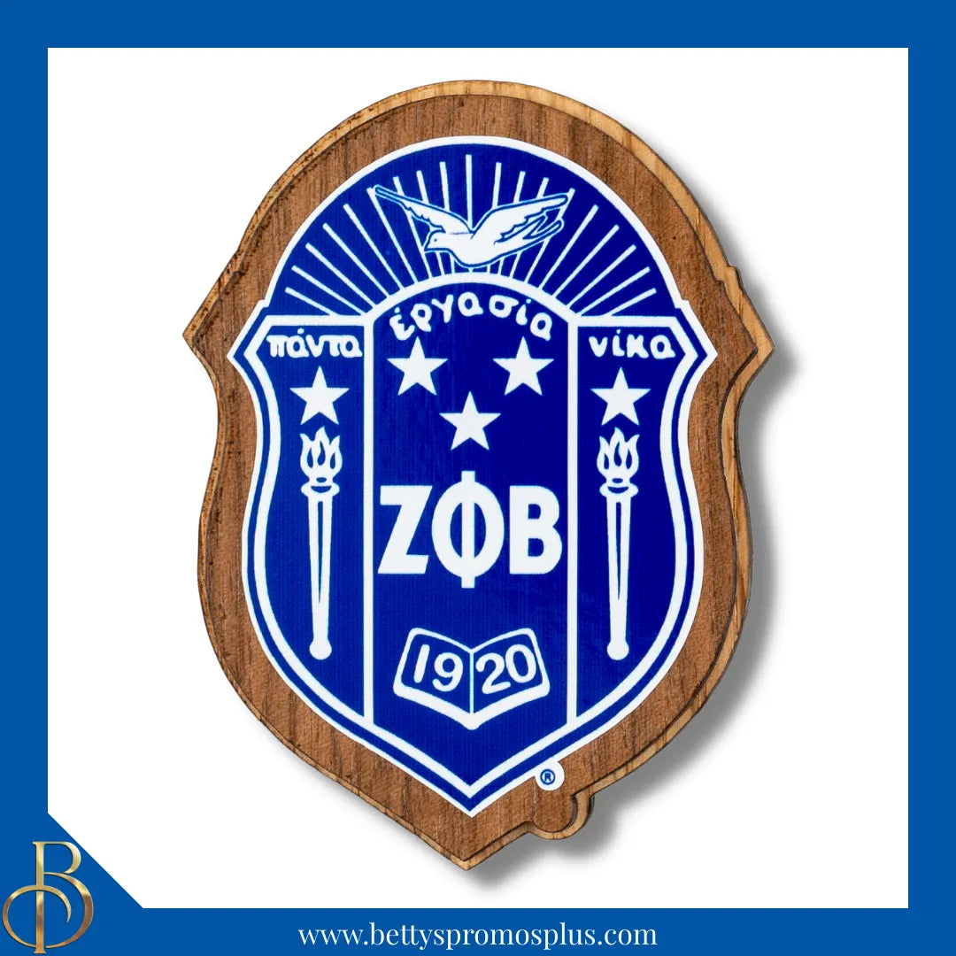 Zeta Phi Beta ΖΦΒ Wooden Shield Decal-Large-Zeta Phi Beta Paraphernalia-Zeta Phi Beta Wood Decal-Betty's Promos Plus