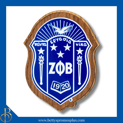 Zeta Phi Beta ΖΦΒ Wooden Shield Decal-Large-Zeta Phi Beta Paraphernalia-Zeta Phi Beta Wood Decal-Betty's Promos Plus