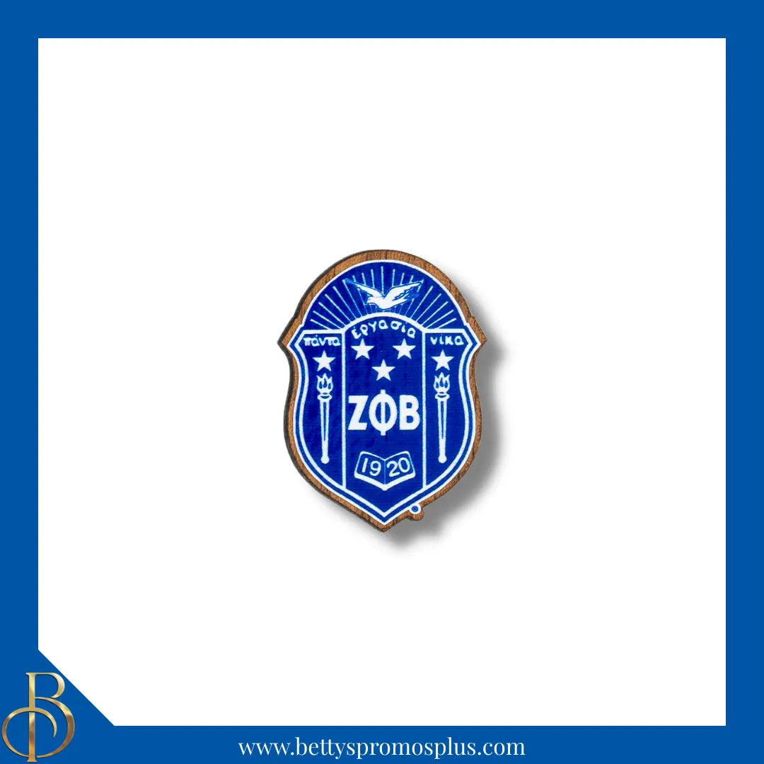 Zeta Phi Beta ΖΦΒ Wooden Shield Decal-Small-Zeta Phi Beta Paraphernalia-Zeta Phi Beta Wood Decal-Betty's Promos Plus
