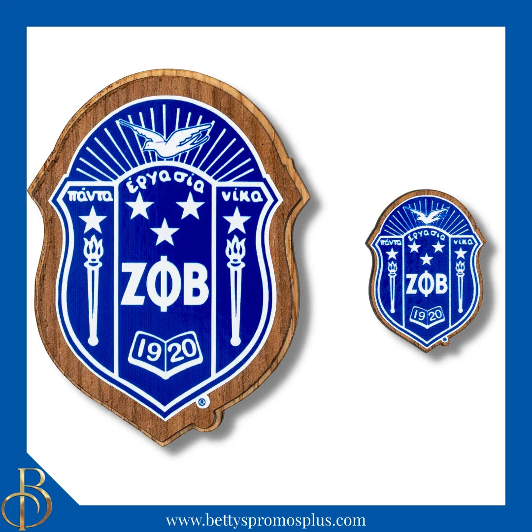 Zeta Phi Beta ΖΦΒ Wooden Shield Decal-Zeta Phi Beta Paraphernalia-Zeta Phi Beta Wood Decal-Betty's Promos Plus